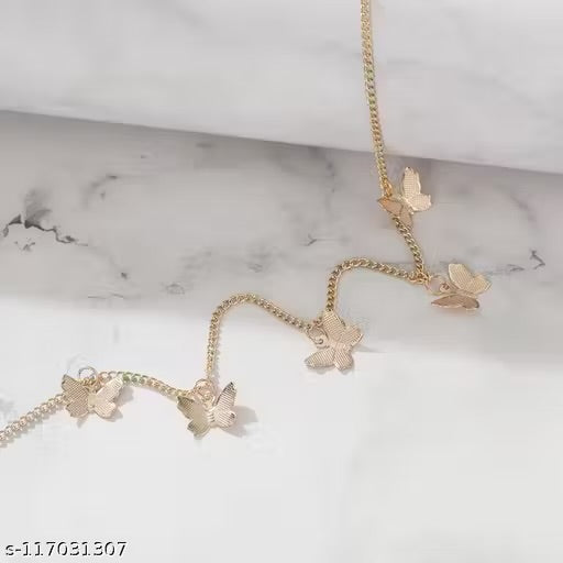 Gold Plated Butterfly Décor Necklace For Women & Girls