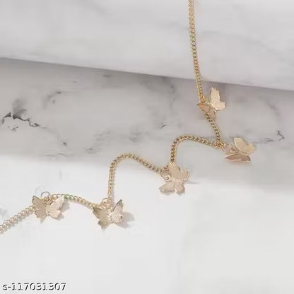 Gold Plated Butterfly Décor Necklace For Women & Girls